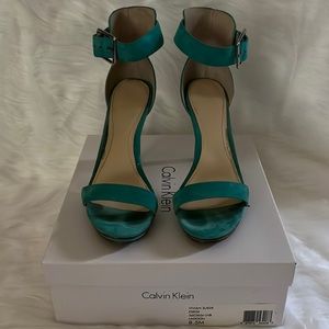 Turquoise suede Calvin Klein platform heels